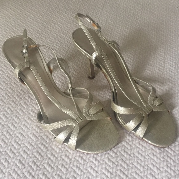 Presaro champagne gold strappy heels sandals sz8M - Picture 2 of 7